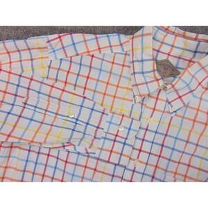 Bills Khakis Shirt Mens Large Blue Red Yellow Check Button Down Collar
